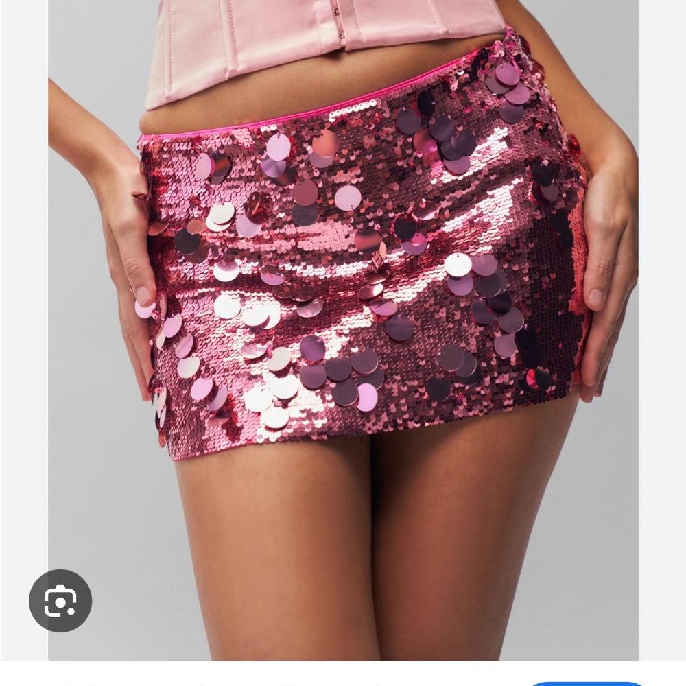 Danielle Guizio Pink Sequin Pencil Skirt